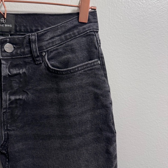 Anine Bing Nix Straight Leg Jeans in Iron Black Size 26 - Picture 4 of 13